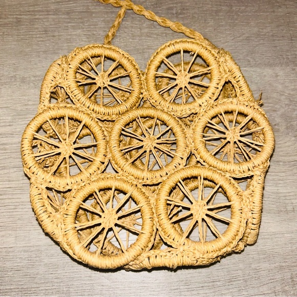 WICKER Woven Lemon Orange Geometric Unique Shoulder Bag Gathering Basket Decor - Picture 4 of 8